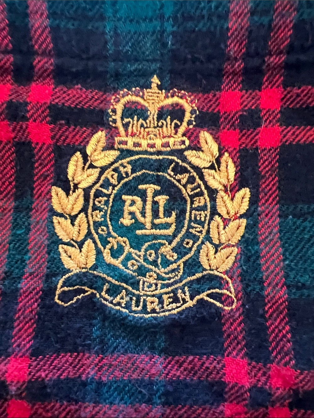 Ralph Lauren Red & Green Plaid Button-Front Nightshirt with Crest - Picture 4 of 10
